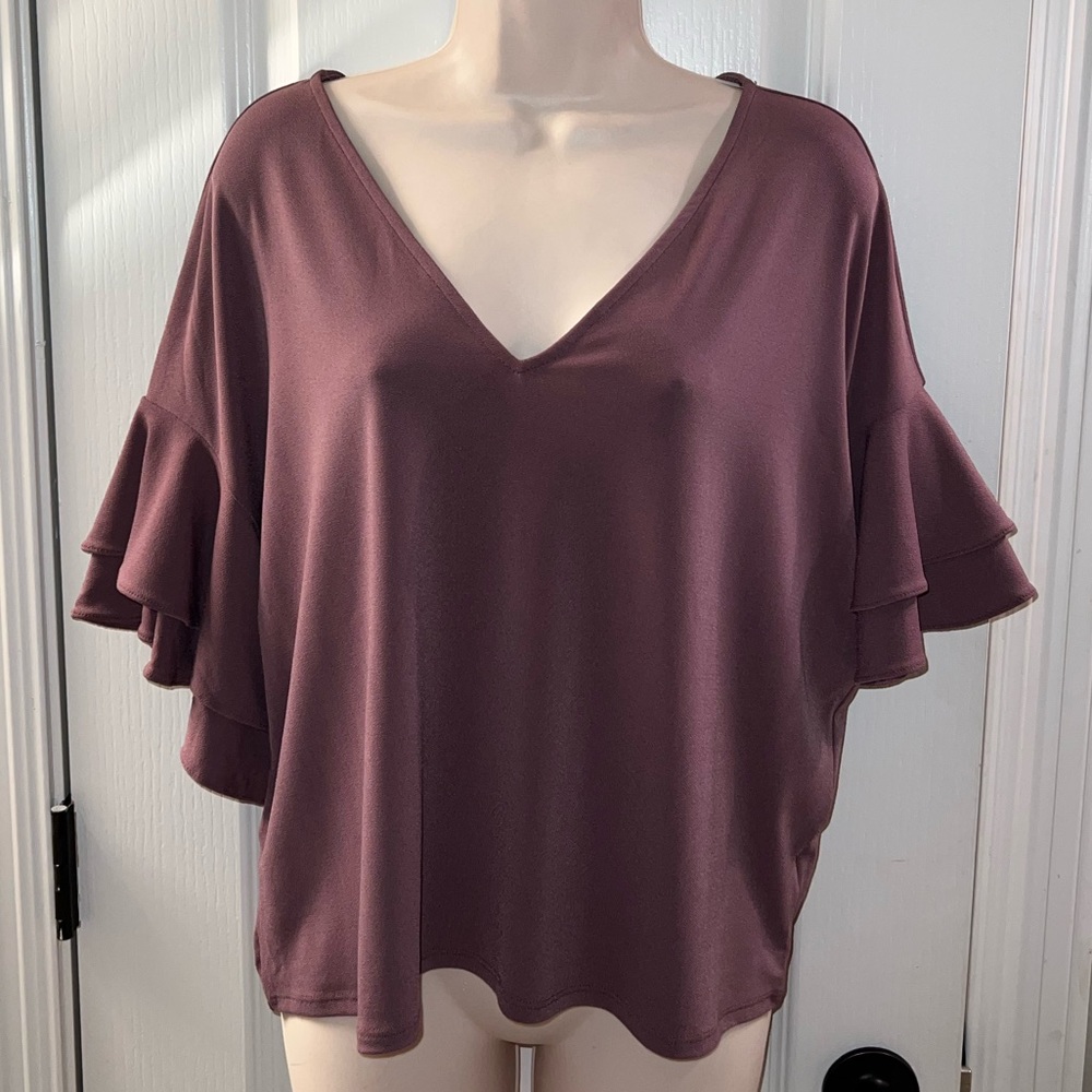 Express purple blouse with ruffle sleeves, size medium